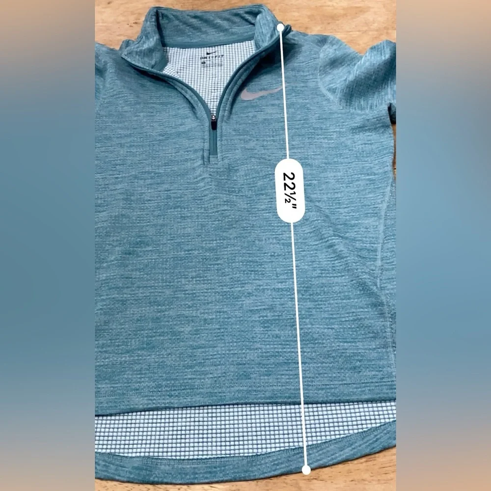 Nike Dri Fit Youth XL‎ Striated Teal Green Poly Quarter Zip Athletic Pullover